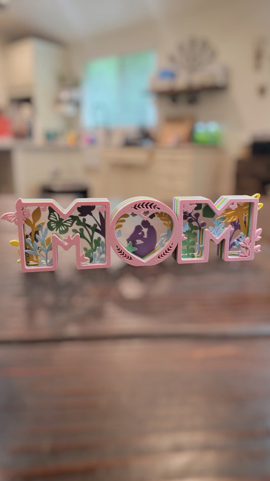 Layered Mom Floral Sign - Pink